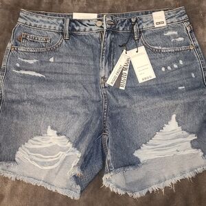 Judy Blue Ripped Denim Rigid Magic Jean Shorts - High Waist